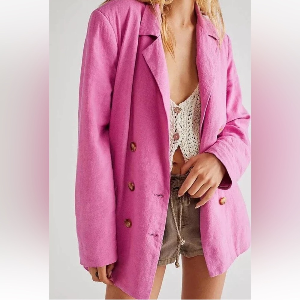 Free People Olivia Blazer in Pink Envy - Picture 4 of 9